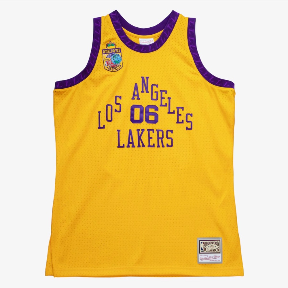 Mitchell & Ness Yellow and Purple Lakers Jersey